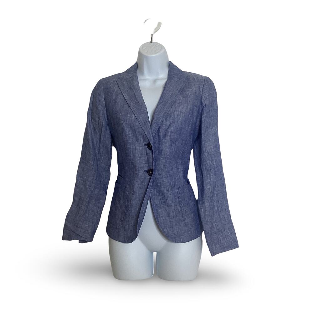 Talbots Blue Linen Blazer - Picture 3 of 10